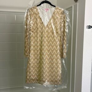Lilly Pulitzer V Neck Shift Dress, Crochet, S